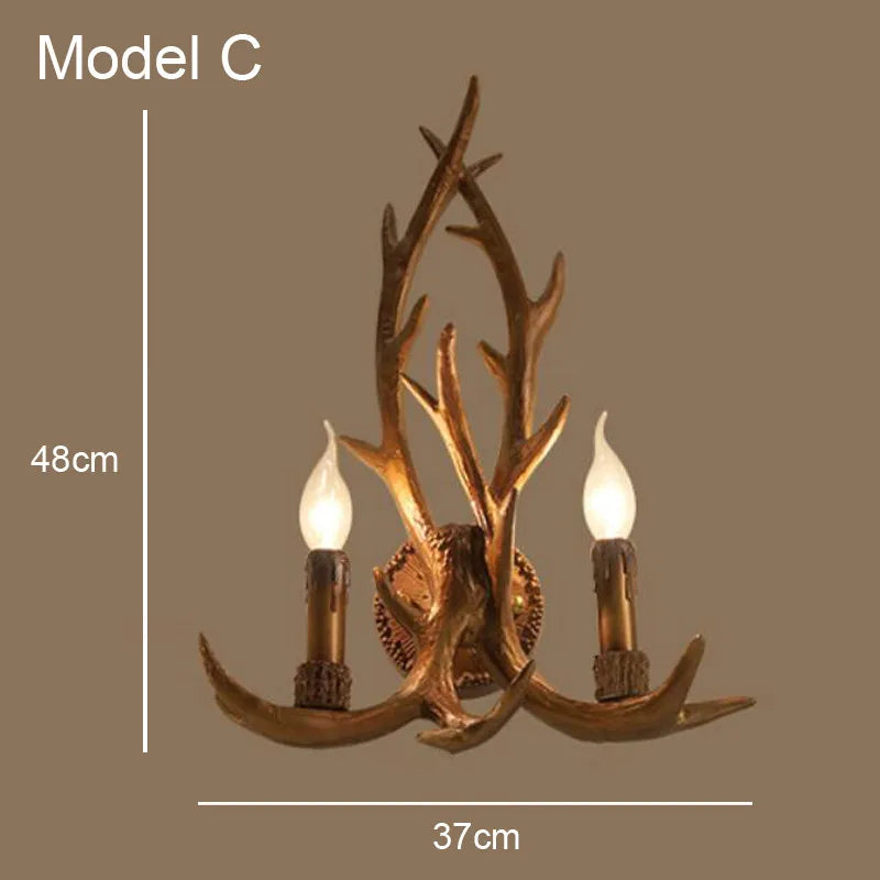 DecorBites™ Deer Horn Resin Wall Lamp with Warm White LED Light