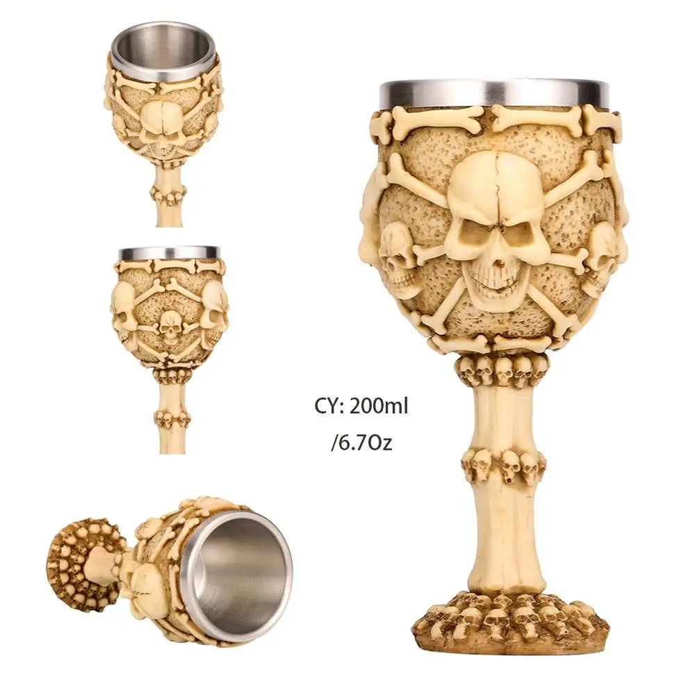 DecorBites™ Gothic Skull Resin Wine Glass 200ml bar drinkware cocktail whiskey cup