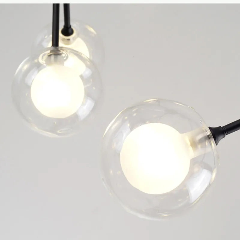 DecorBites™ Glass Ball Firefly LED Tree Branch Chandelier Industrial Black Lighting