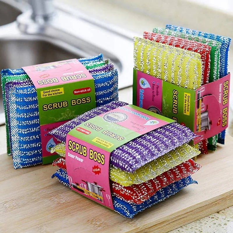 DecorBites™ Kitchen Cleaning Set: Non-Stick Scouring Pad, Linoleum Cloth, Towel, Sponge & Dish Cloth