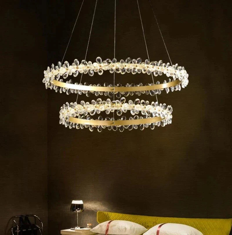 DecorBites™ Crystal LED Chandelier: Luxury Lighting for Living, Dining, Kitchen - Elegant Iron & Aluminum Design