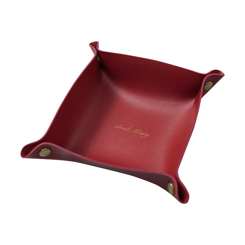 DecorBites™ Leather Desktop Organizer Tray: Home/Office Cosmetics, Jewelry, Key Storage Holder