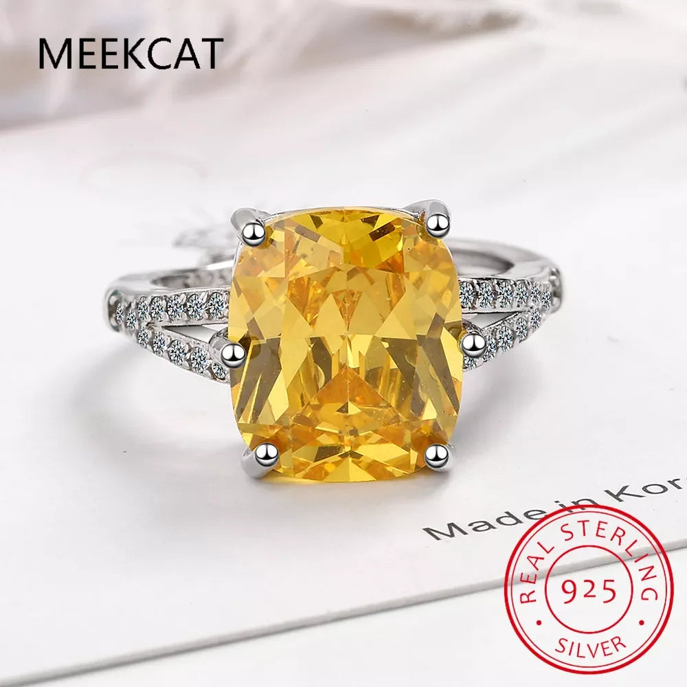 925 Sterling Silver Moissanite Citrine Engagement Ring