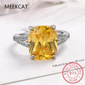 925 Sterling Silver Moissanite Citrine Engagement Ring