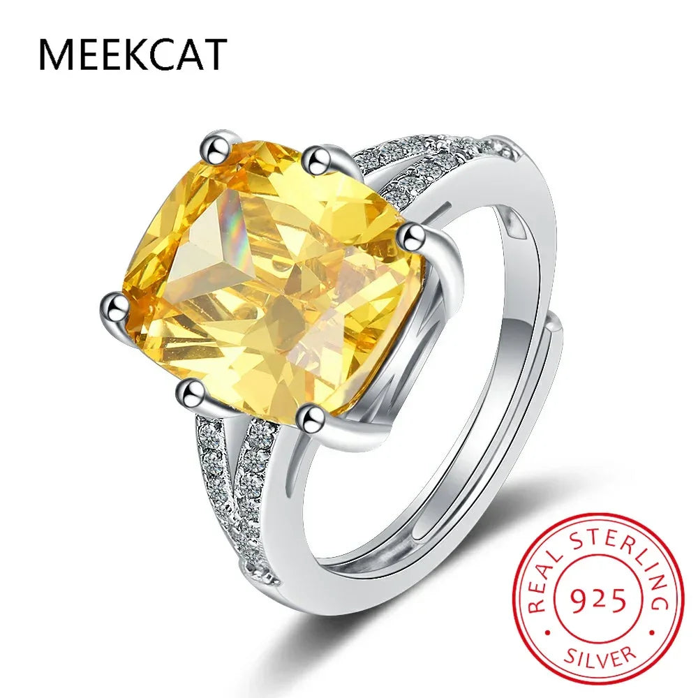 925 Sterling Silver Moissanite Citrine Engagement Ring