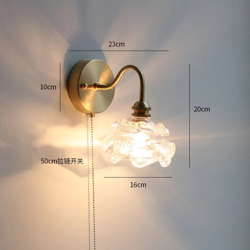 DecorBites™ Copper Wall Sconce Glass Nordic Wall Lamp LED Pull Chain Switch