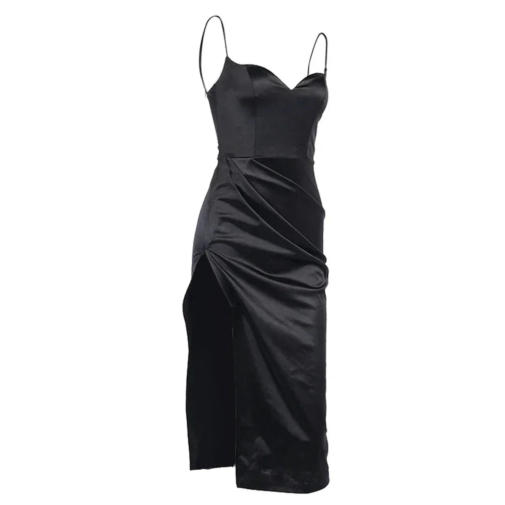 Women’s Sexy High Slit Satin Maxi Dress