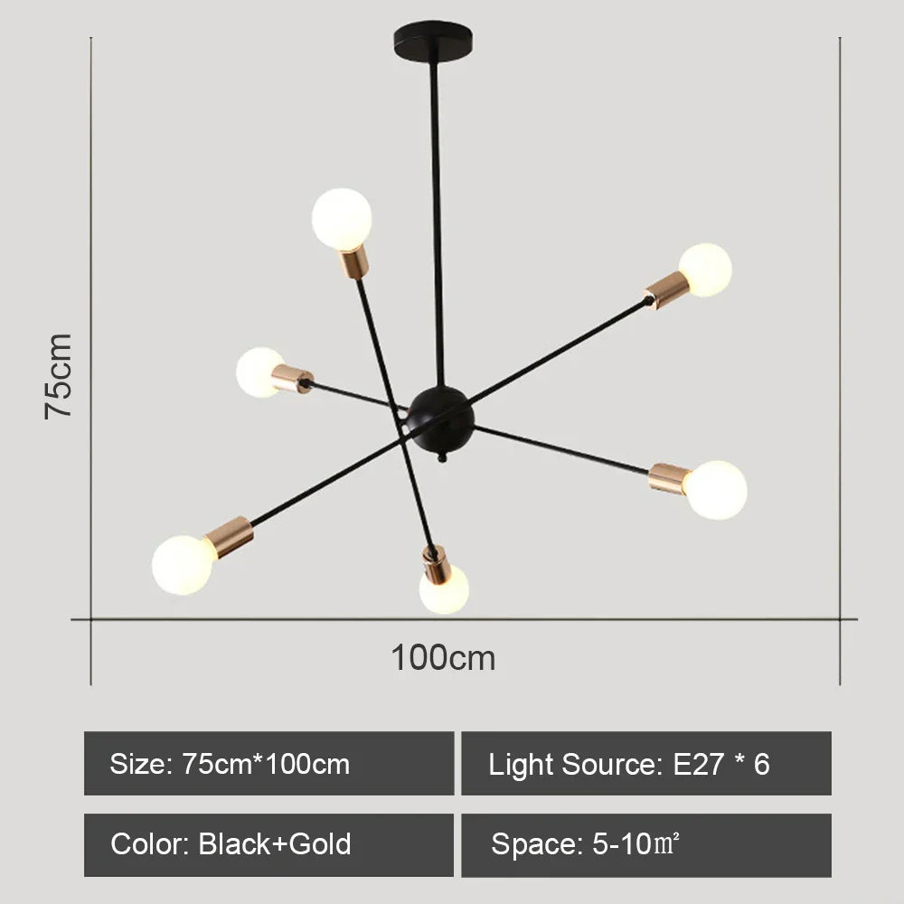 DecorBites™ LED Ceiling Chandelier: Modern & Industrial Sputnik Style for Living Room & Bedroom