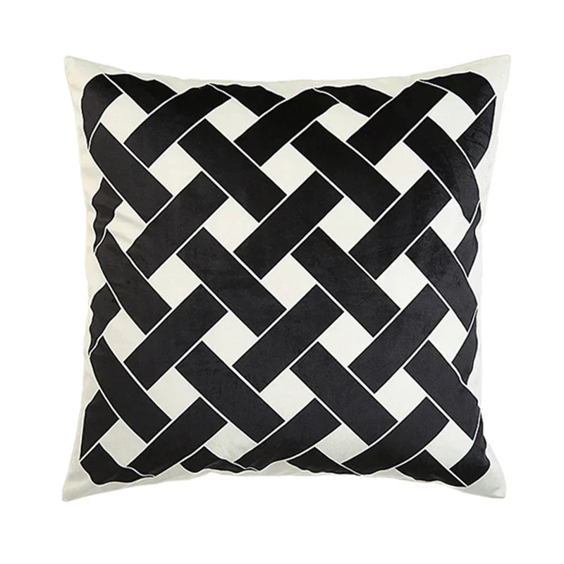 DecorBites™ Intersecting Geometric Velvet Printed Cushion Cover - Modern Nordic Sofa Decor 50x50cm