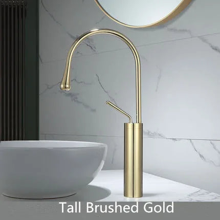 DecorBites™ Gold Brass Marble Basin Faucet Hot Cold Sink Mixer Tap