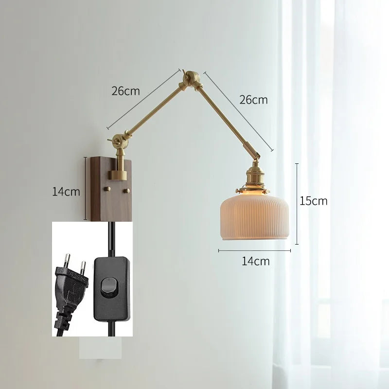 DecorBites™ Copper Swing Arm Wall Lamp Sconce - LED Wall Light for Bedroom Living Room