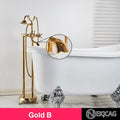 DecorBites™ Dual Handle Clawfoot Bathtub Shower Faucet, Golden Polished Free Standing Mixer