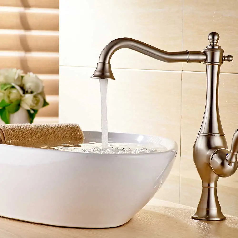 DecorBites™ Golden Basin Faucet Single Handle Brass Mixer Tap for Bathroom and Kitchen