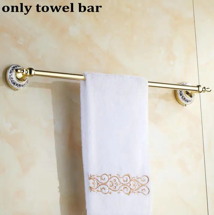 DecorBites™ Golden Polished Porcelain Bath Hardware Set for Bathroom Essentials