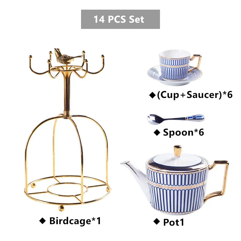 DecorBites™ Gold Porcelain Coffee & Tea Set - Luxury Bone China Porcelain Coffeeware
