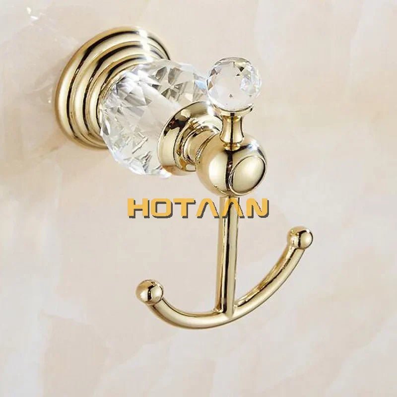 DecorBites™ Gold Crystal Robe Hook Towel Rack for Elegant Bathroom Decor