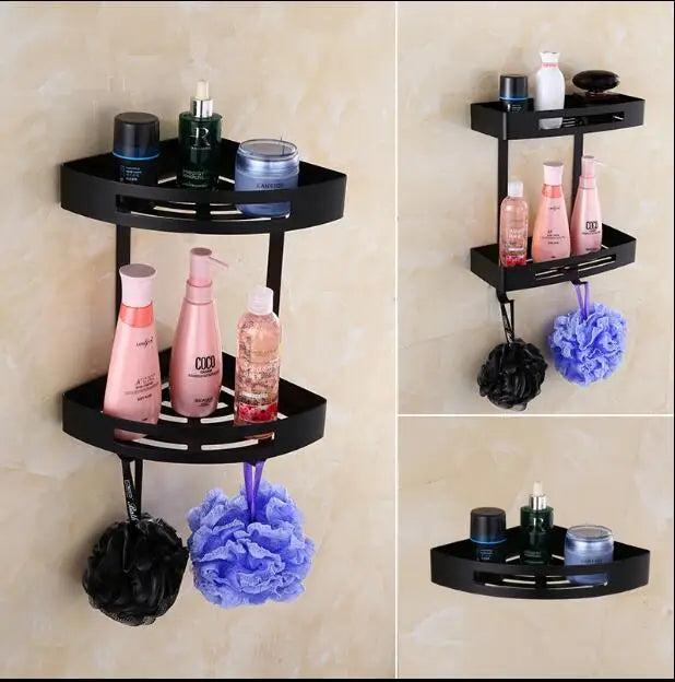 DecorBites™ Gold Stainless Steel Bathroom Corner Shelf - Shower, Shampoo Holder Basket