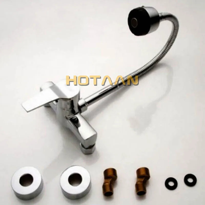 DecorBites™ Dual Hole Brass Chrome Kitchen Sink Tap Mixer