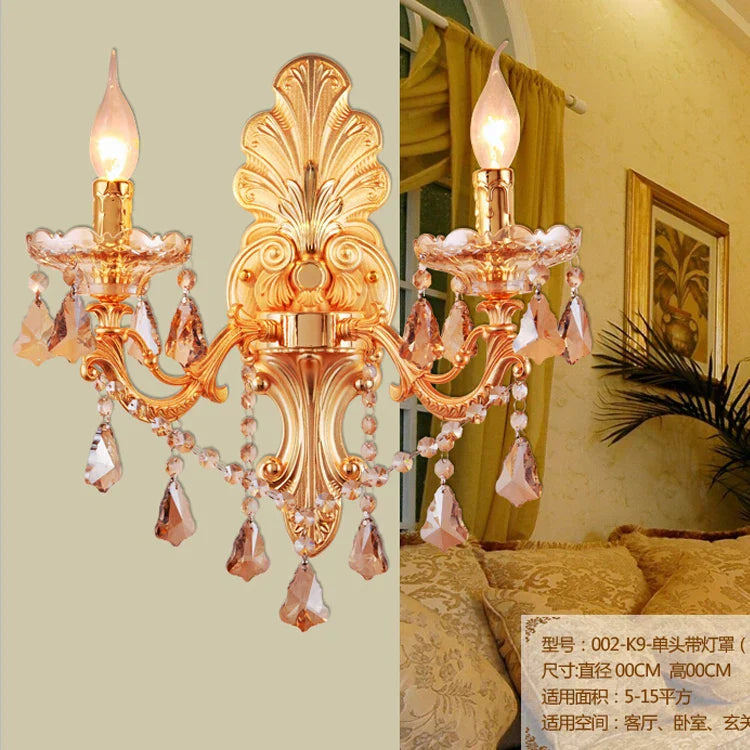DecorBites™ Gold Crystal Wall Light Indoor Lamp - Elegant Alloy Crystal Candle Design