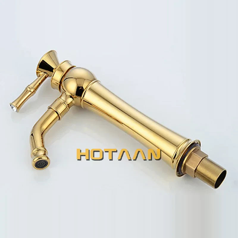 DecorBites™ Gold Bathroom Faucet | Modern Basin Tap with High Arc Design