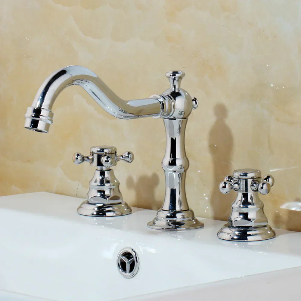 DecorBites™ Dual Handle Basin Faucet in Chrome Solid Brass with Antique Black Finish