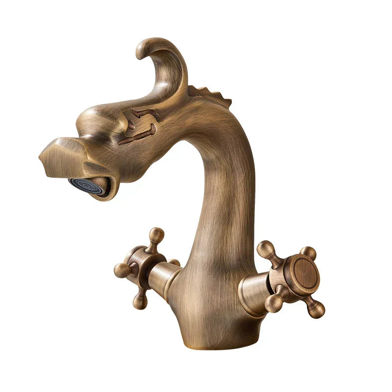 DecorBites™ Dragon Handle Basin Faucet - Antique Bronze Vessel Sink Mixer Tap
