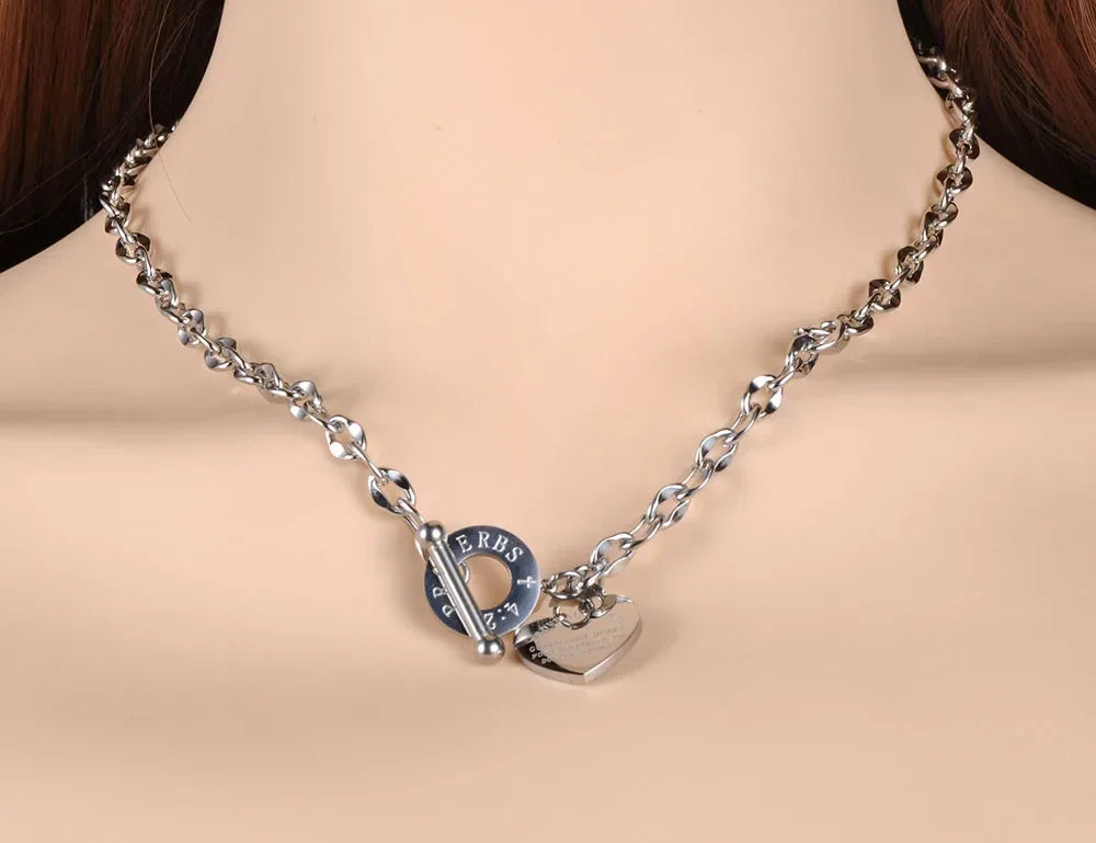 Titanium SS Charm Pendant Necklace