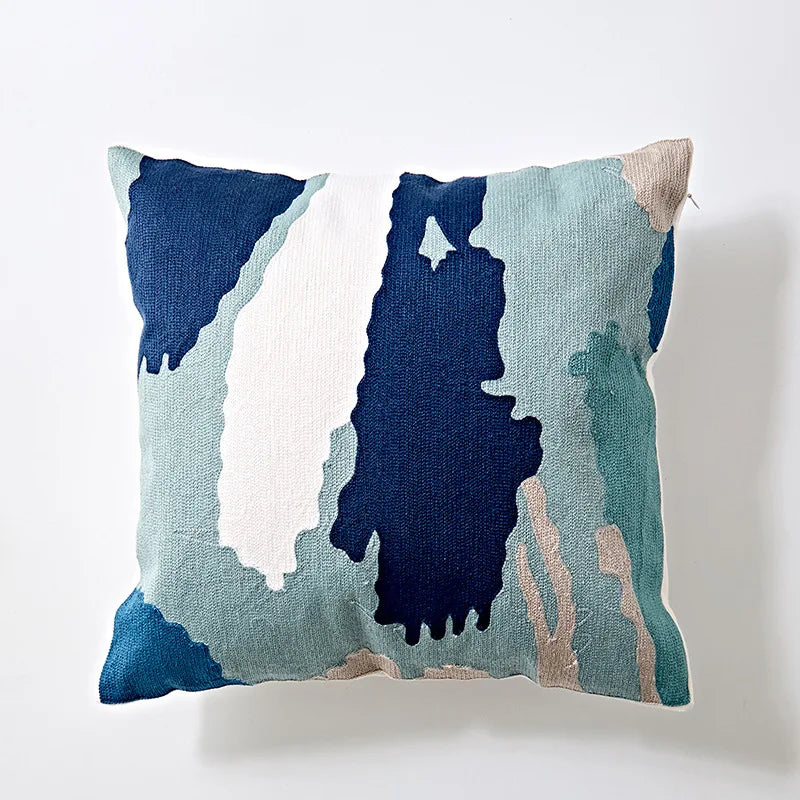 DecorBites™ Embroidered Geometric Cotton Cushion Cover 45x45cm