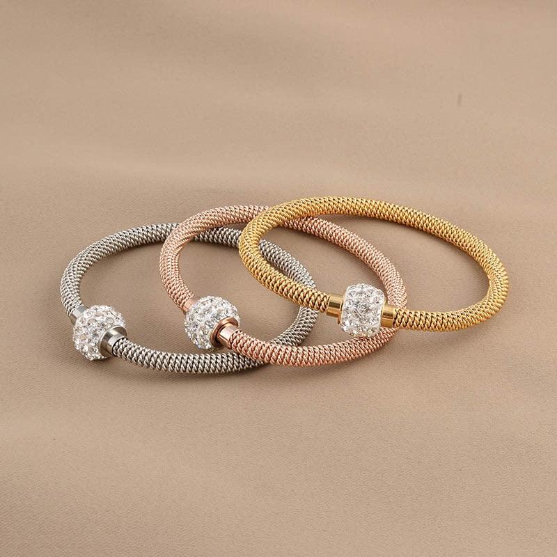 Fashion High Quality Charm Chic Valentine Gift Jewelry Stainless Steel Gold Women Distort Bracelets & Bangles