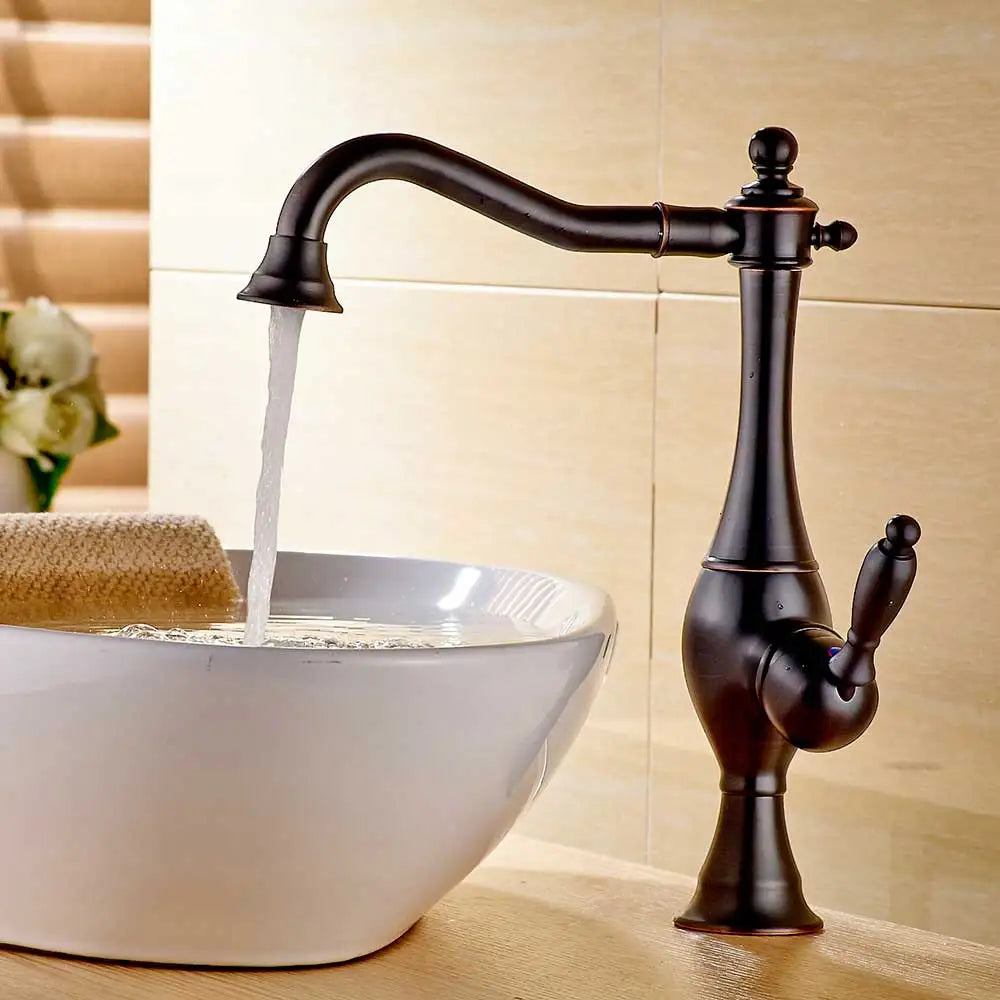 DecorBites™ Golden Basin Faucet Single Handle Brass Mixer Tap for Bathroom and Kitchen