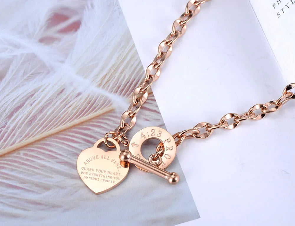 Titanium SS Charm Pendant Necklace