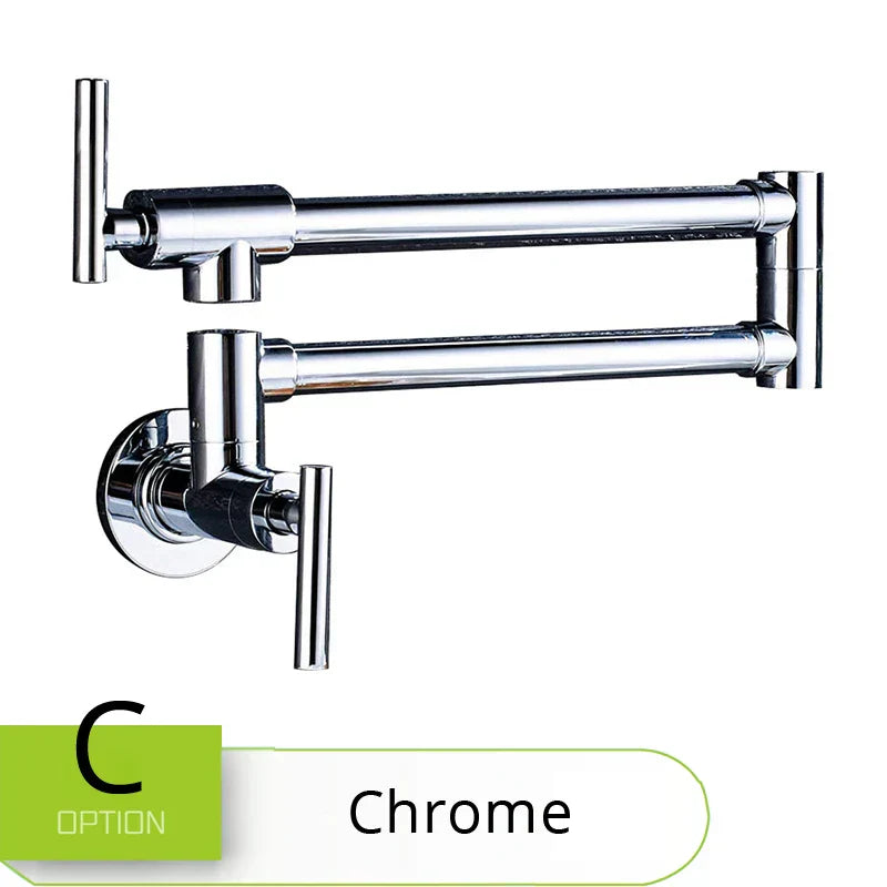 DecorBites™ Double Joint Spout Brass Kitchen Faucet, Single Hole Two Handle Swing Arm
