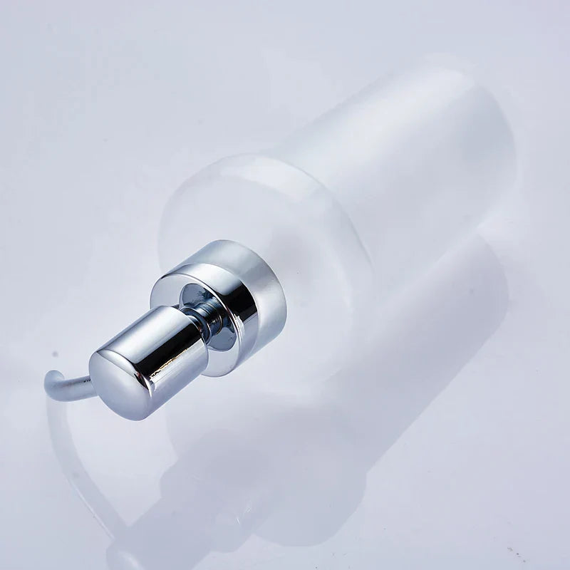 DecorBites™ Frosted Glass Liquid Soap Dispenser with Brass Head - 200ml