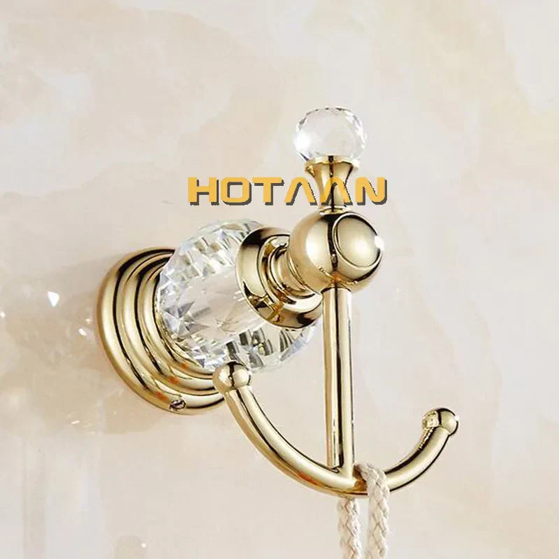 DecorBites™ Gold Crystal Robe Hook Towel Rack for Elegant Bathroom Decor