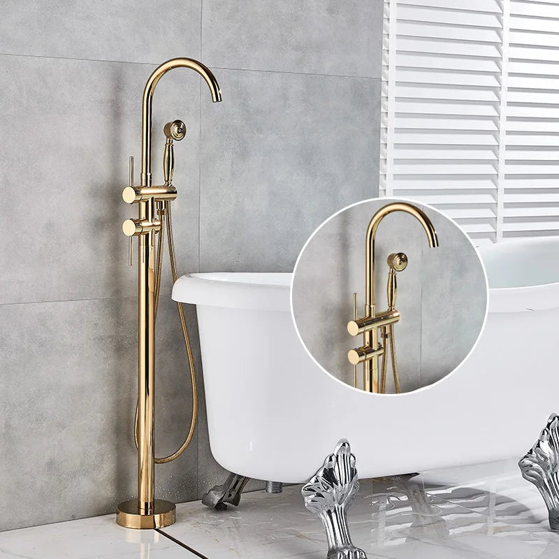 DecorBites™ Gold Tub Sink Faucet with Handshower