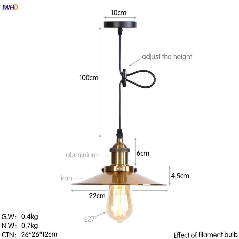 DecorBites™ Gold Retro Edison LED Pendant Lights for Dinning Living Room Industrial Decor