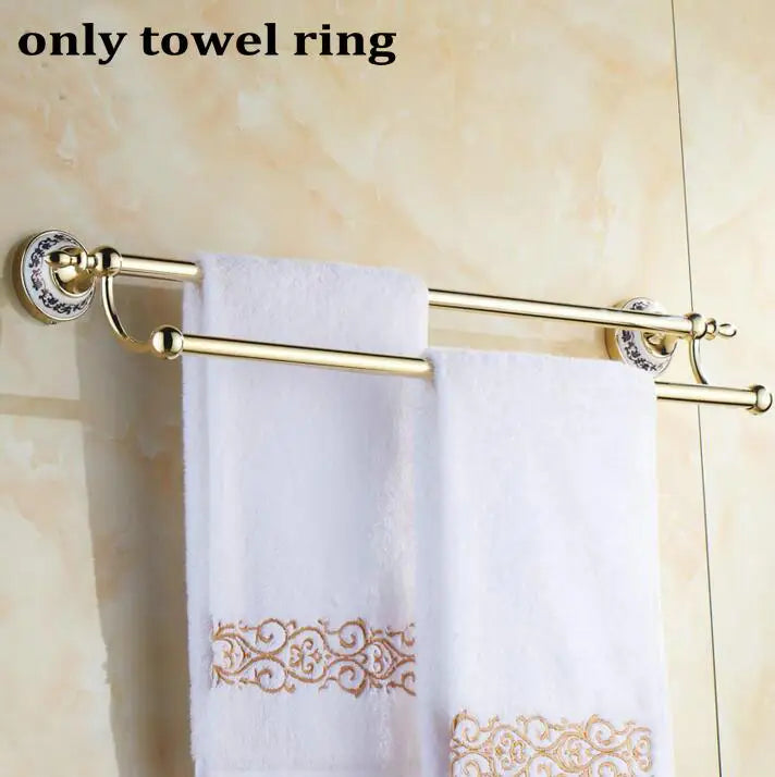 DecorBites™ Golden Polished Porcelain Bath Hardware Set for Bathroom Essentials