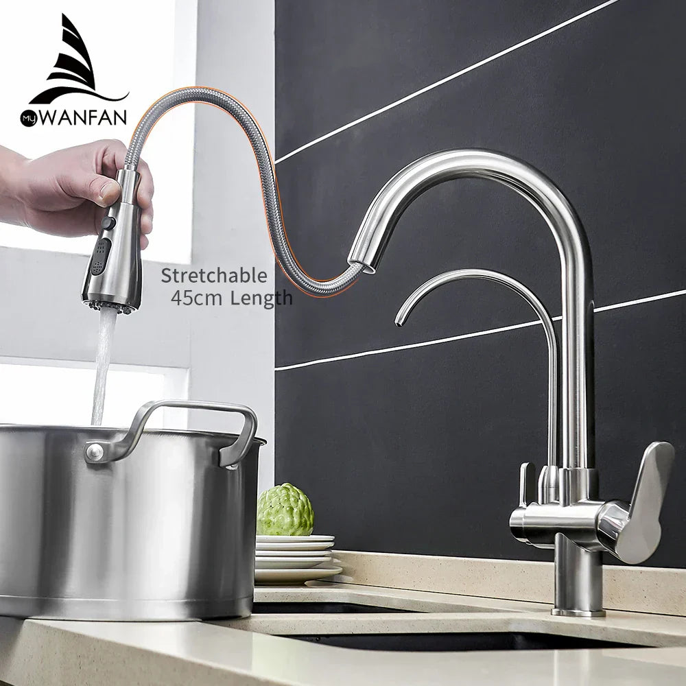 DecorBites™ Crane Kitchen Faucet Three Ways Sink Mixer WF-0195