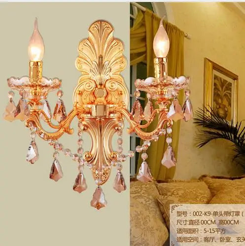 DecorBites™ Gold Crystal Wall Light Indoor Lamp - Elegant Alloy Crystal Candle Design
