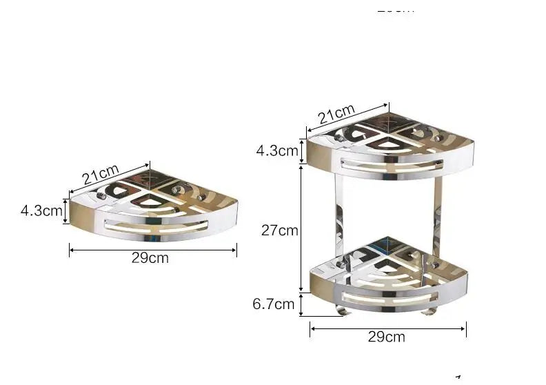 DecorBites™ Gold Stainless Steel Bathroom Corner Shelf - Shower, Shampoo Holder Basket
