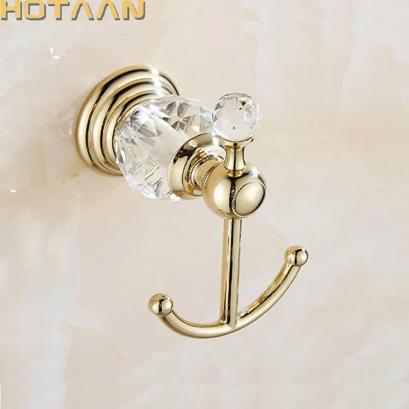 DecorBites™ Gold Crystal Robe Hook Towel Rack for Elegant Bathroom Decor