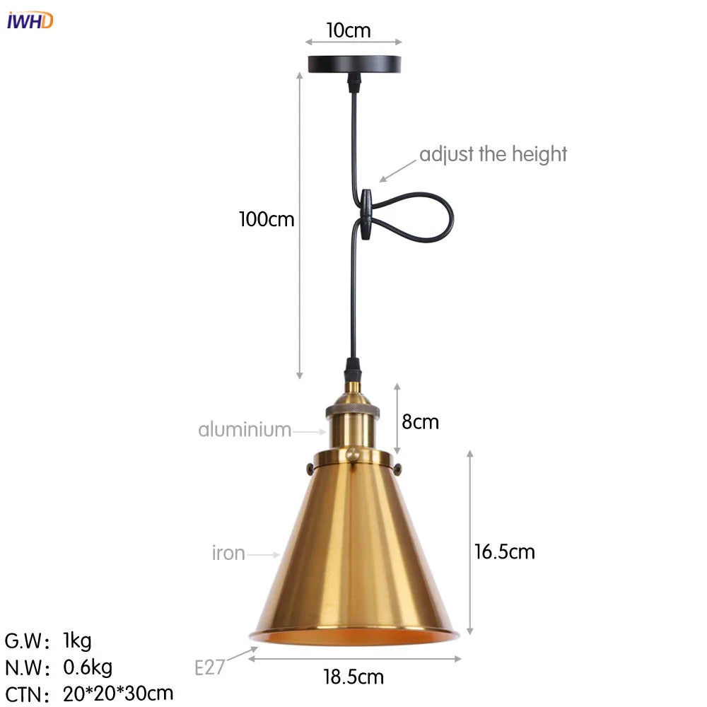 DecorBites™ Gold Retro Edison LED Pendant Lights for Dinning Living Room Industrial Decor