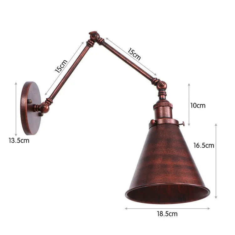 DecorBites™ Iron Loft Retro Wall Lamp Sconce Indoor LED Industrial Black Brass