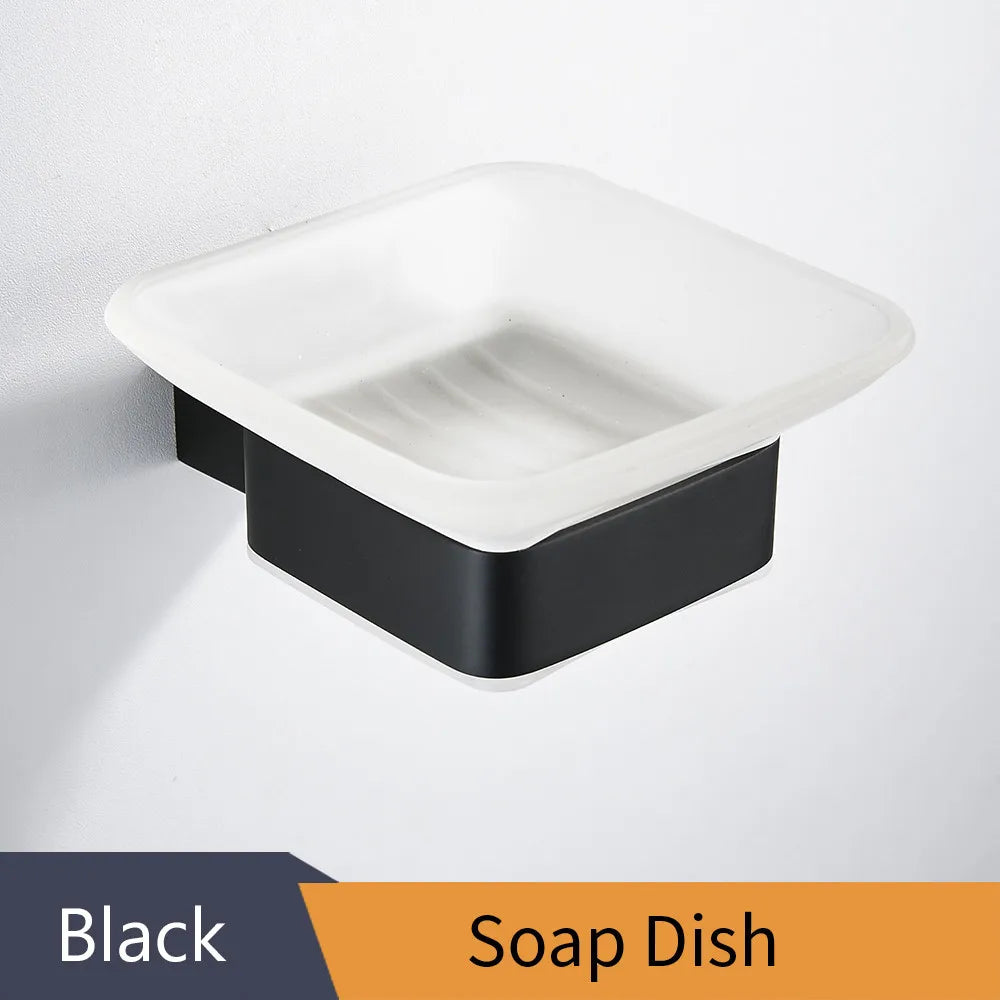 DecorBites™ Black Finish Wall Mount Soap Basket Dish - Bathroom Hardware Soap Holder