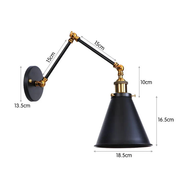 DecorBites™ Iron Loft Retro Wall Lamp Sconce Indoor LED Industrial Black Brass