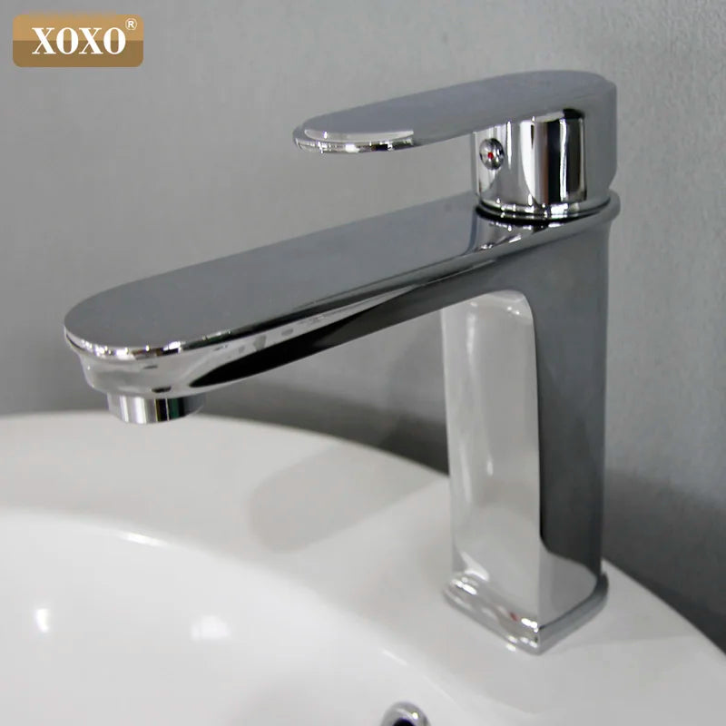 DecorBites™ Black Finish Brass Basin Faucet Hot Cold Water Mixer Tap Single Handle