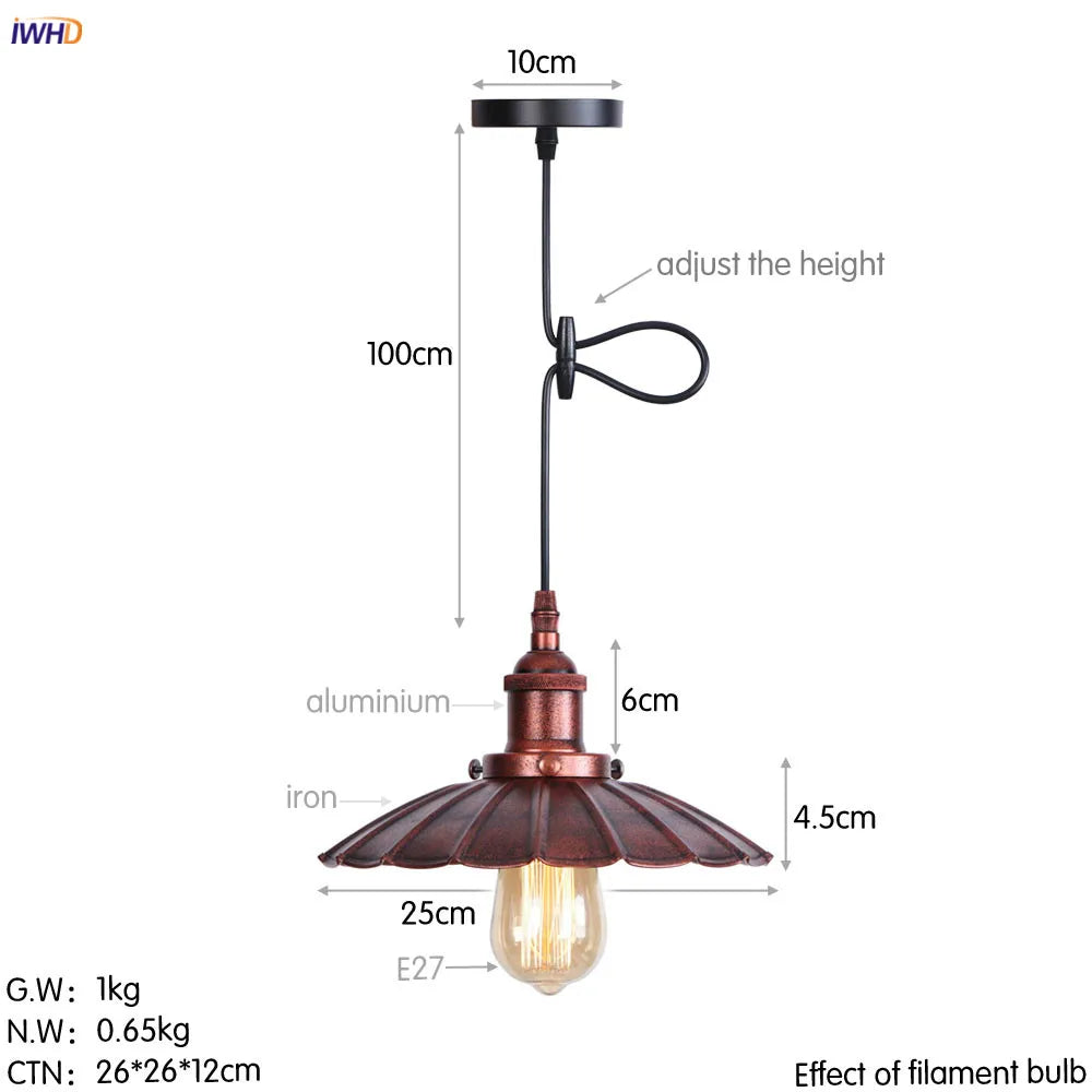 DecorBites™ Gold Retro Edison LED Pendant Lights for Dinning Living Room Industrial Decor