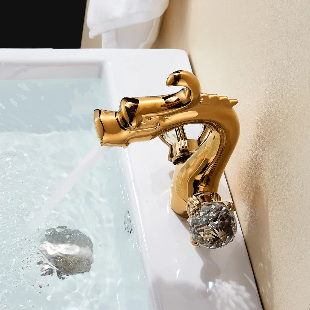DecorBites™ Dragon Handle Basin Faucet - Antique Bronze Vessel Sink Mixer Tap