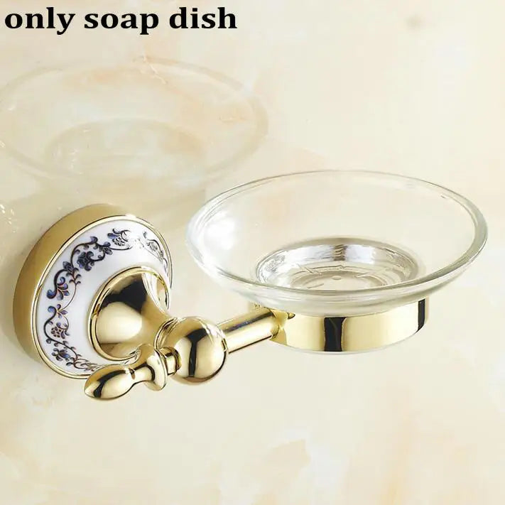 DecorBites™ Golden Polished Porcelain Bath Hardware Set for Bathroom Essentials