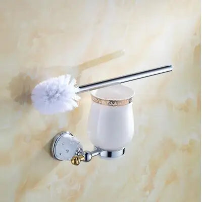 DecorBites™ Bathroom Hardware Set: Toilet Paper, Roll Holder, Brush Holder, Coat Hook